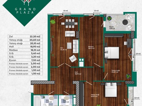 3 otaqlı yeni tikili - Nəsimi r. - 123 m²