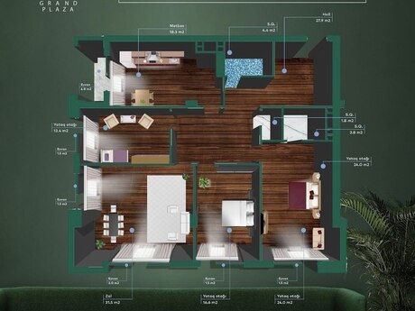 4 otaqlı yeni tikili - Nəsimi r. - 154.5 m²