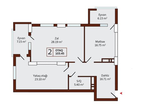 2 otaqlı yeni tikili - Nərimanov r. - 103.5 m²
