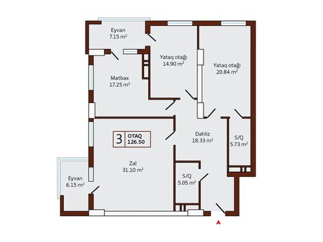 3-комн. новостройка - Наримановский  р. - 126.5 м²