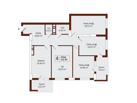 4 otaqlı yeni tikili - Nəriman Nərimanov m. - 122.3 m²
