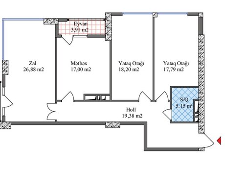 3 otaqlı yeni tikili - 28 May m. - 108.9 m²