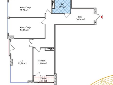 3 otaqlı yeni tikili - 28 May m. - 124.2 m²