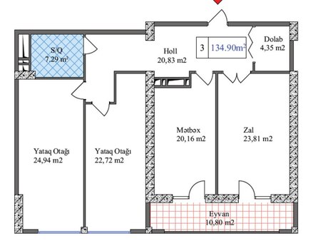 3 otaqlı mənzil, 135 m², 28 May: 472 150 ₼ 2