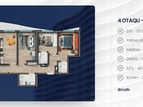 4 otaqlı mənzil, 166 m², Bakı Bağları: 832 000 ₼ 2