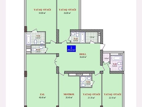 5 otaqlı yeni tikili - Nəsimi r. - 255 m²