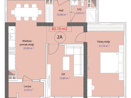 2 otaqlı yeni tikili - 7-ci mikrorayon q. - 82.1 m²