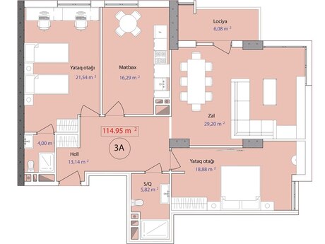 3 otaqlı yeni tikili - 7-ci mikrorayon q. - 114.9 m²