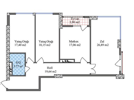 3 otaqlı yeni tikili - 28 May m. - 108.9 m²