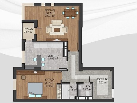 2 otaqlı yeni tikili - Həzi Aslanov m. - 82.1 m²