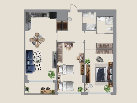 3 otaqlı yeni tikili - Gənclik m. - 114.9 m²
