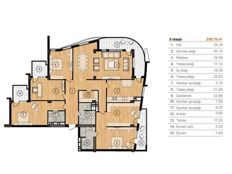 5-room apartment, 259 m², Sabah Residence: 1 000 000 ₼ 5
