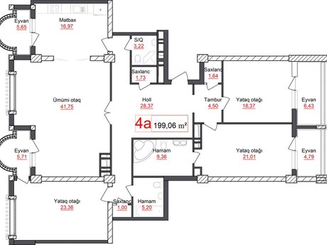 4 otaqlı yeni tikili - Elmlər Akademiyası m. - 199 m²