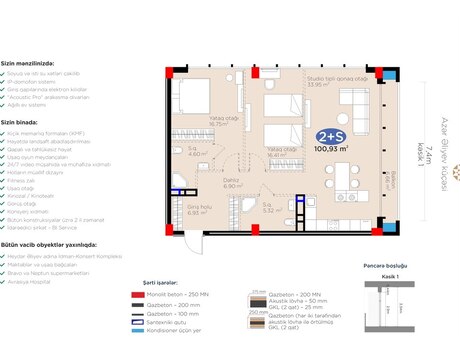 3 otaqlı yeni tikili - 8 Noyabr m. - 100.9 m²