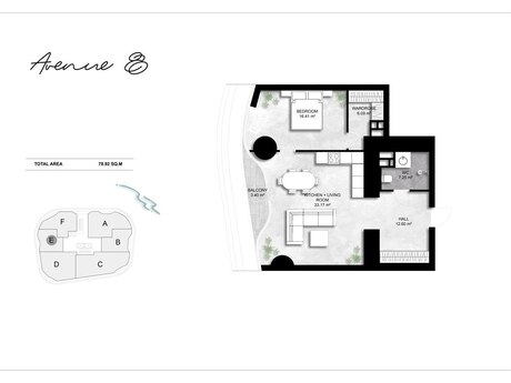 2-room new-build apartment for sale in Avenue 8 residence, 79,2 m², 491 288 AZN, photo 4 / 8