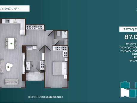2-room apartment, 87 m², Mayak Residence: 213 150 ₼ 2