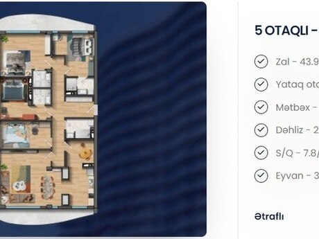5-комнатная квартира, 272 м², Bakı Bağları: 1 299 000 ₼ 2