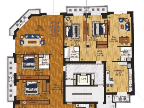 4 otaqlı yeni tikili - Şah İsmayıl Xətai m. - 197 m²