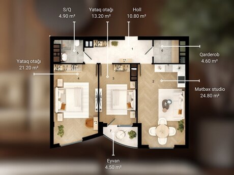 3-room apartment, 84 m², Saray: 81 000 ₼ 3