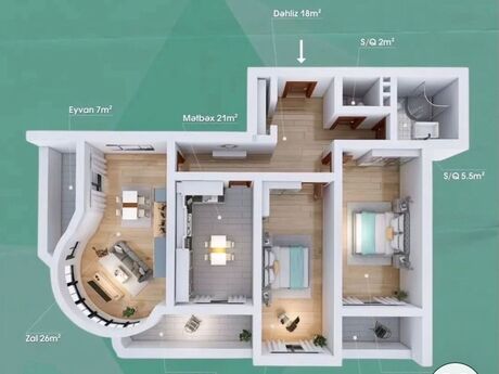 3 otaqlı mənzil, 130 m², Həzi Aslanov: 264 000 ₼ 4