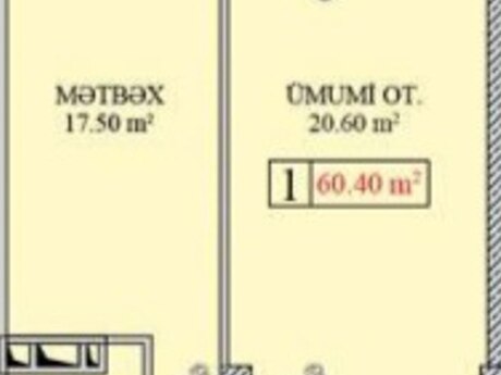 1 otaqlı yeni tikili - Bakıxanov q. - 60.4 m²