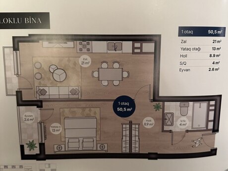 2 otaqlı yeni tikili - Nəsimi r. - 51 m²