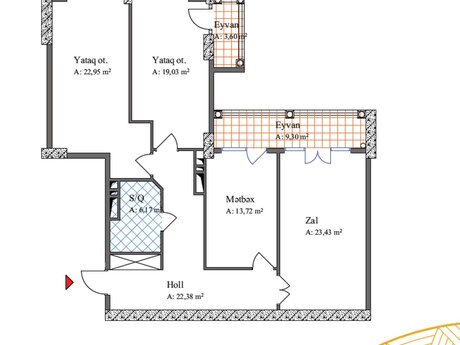 3 otaqlı yeni tikili - 28 May m. - 120.5 m²