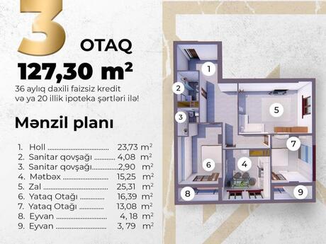 3 otaqlı yeni tikili - 28 May m. - 127 m²