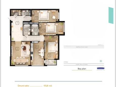 4 otaqlı yeni tikili - Koroğlu m. - 173 m²
