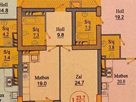 1 otaqlı yeni tikili - Yeni Günəşli q. - 65.4 m²