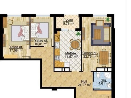 3 otaqlı yeni tikili - Nəsimi r. - 100 m²