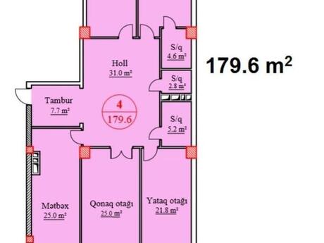 4 otaqlı yeni tikili - Həzi Aslanov q. - 179.6 m²