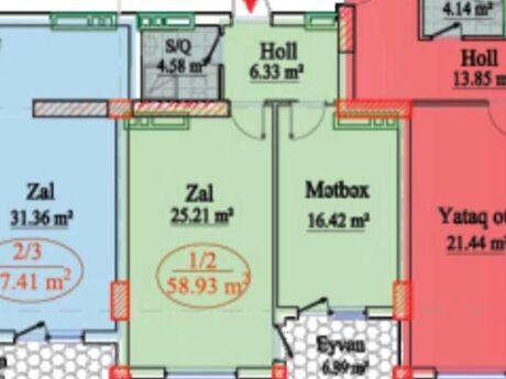 1 otaqlı yeni tikili - Koroğlu m. - 59 m²