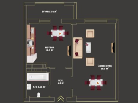 1 otaqlı yeni tikili - Həzi Aslanov m. - 44 m²
