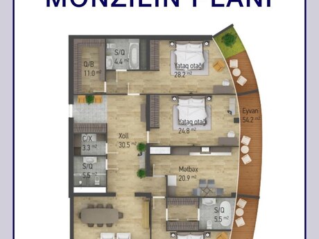 4 otaqlı yeni tikili - Nizami m. - 240 m²