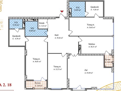 4 otaqlı yeni tikili - 28 May m. - 231.2 m²