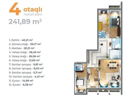 4 otaqlı mənzil, 242 m², 28 May: 670 000 ₼ 3