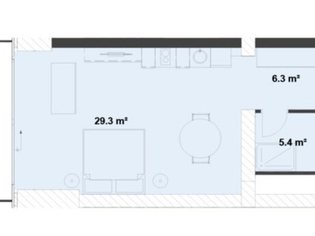 1-комн. новостройка - пос. Sea Breeze - 57.2 м²