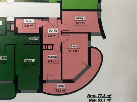 2 otaqlı mənzil, 78 m², Diamanti Residence: 91 000 ₼ 3