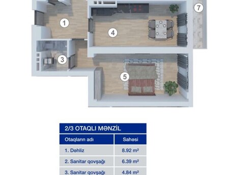 3 otaqlı yeni tikili - Koroğlu m. - 107 m²