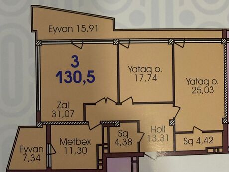 3 otaqlı yeni tikili - Nəsimi r. - 130.5 m²