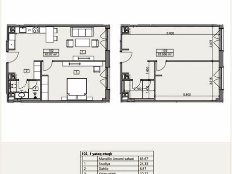 2 otaqlı yeni tikili - Sea Breeze q. - 63.7 m²