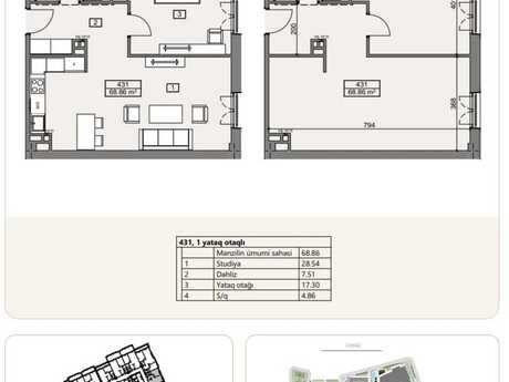 2 otaqlı yeni tikili - Sea Breeze q. - 68.9 m²