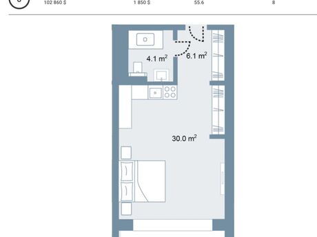1 otaqlı yeni tikili - Sea Breeze q. - 55.6 m²