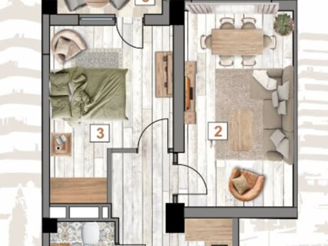 1 otaqlı yeni tikili - Bakıxanov q. - 53.1 m²