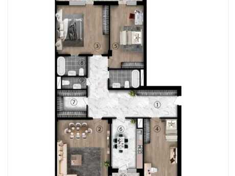 4 otaqlı yeni tikili - 28 May m. - 182 m²