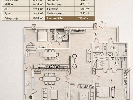 4 otaqlı yeni tikili - Gənclik m. - 220 m²