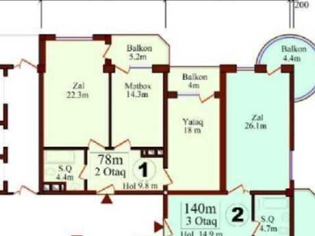 Satlr 2 otaql yeni tikili 78 m, naatlar m.