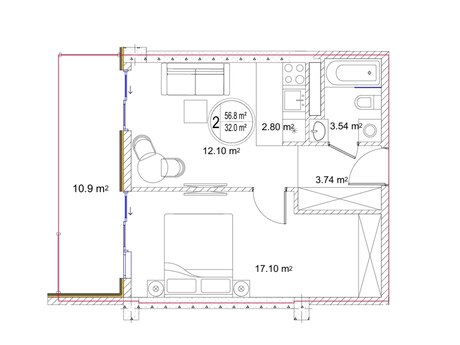 2-room apartment, 56,8 m², Miami Residence: 203 000 ₼ 4