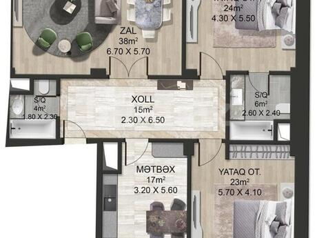 3 otaqlı mənzil, 146 m², Ağ şəhər: 642 400 ₼ 2
